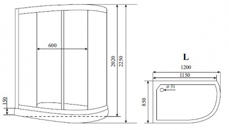 Душевая кабина Timo Standart 120х85 T-1102P без гидромассажа схема 3