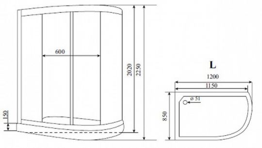 Душевая кабина Timo Standart 120х85 T-1102P без гидромассажа схема 3