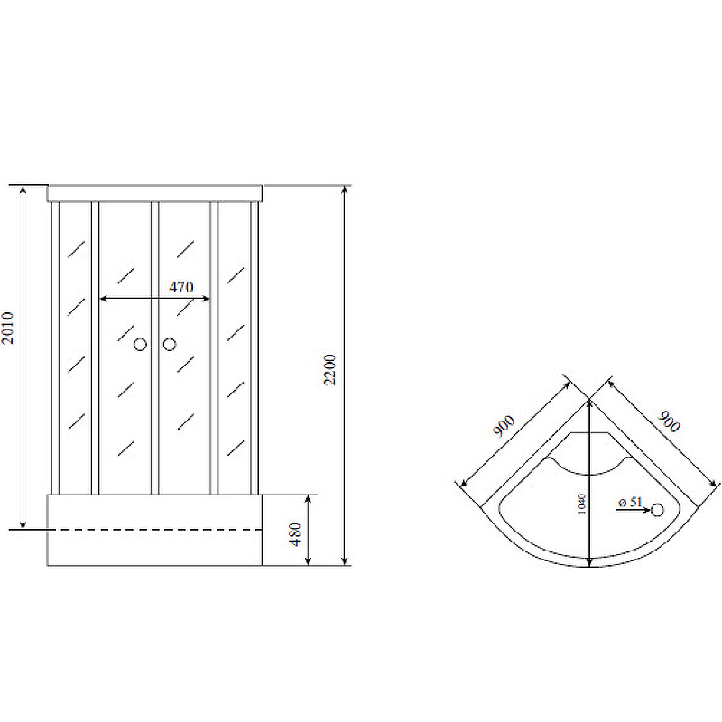 Душевая кабина Timo Standart 90x90 T-6690 S F без гидромассажа схема 2