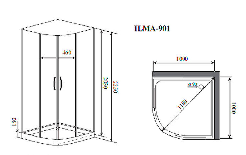 Душевая кабина Timo Premium 100x100 ILMA901B без гидромассажа схема 8