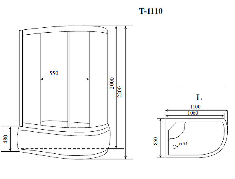 Душевая кабина Timo Standart 110х85 T-1110PL без гидромассажа схема 3