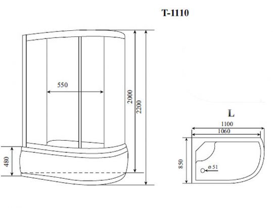 Душевая кабина Timo Standart 110х85 T-1110PL без гидромассажа схема 3