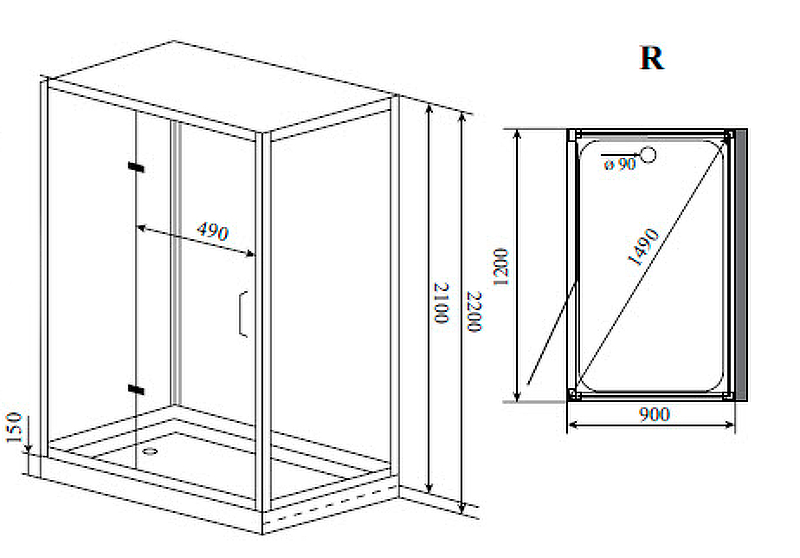 Душ с сауной Timo Premium 120x90 H-510 схема 3