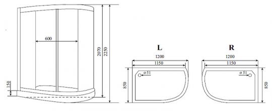 Душевая кабина Timo Lux 120x85 T-7702 с гидромассажем схема 3