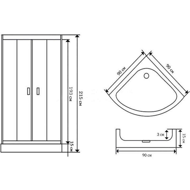 Душевая кабина Cerutti SPA Viva 90х90 91 без гидромассажа схема 6