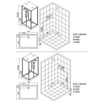 Душевая кабина Esbano ESE-129CKR 120x90 ESKE129CKR без гидромассажа схема 3