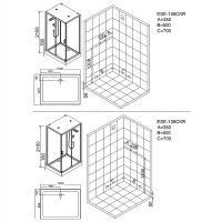 Душевая кабина Esbano ESE-108CKR 100x80 ESKE108CKR без гидромассажа схема 3