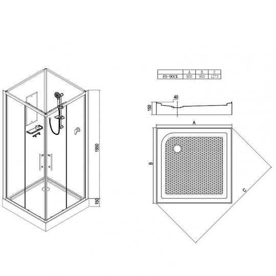 Душевая кабина Esbano ES-90CK 90x90 ESKB90CK без гидромассажа схема 19