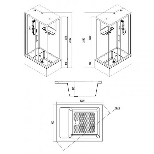 Душевая кабина Esbano ES-129CKRB 120x90 L ESKB129CKRBL без гидромассажа схема 21