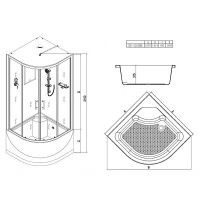 Душевая кабина Esbano ES-100CRB 100x100 ESKB100CRB без гидромассажа схема 22