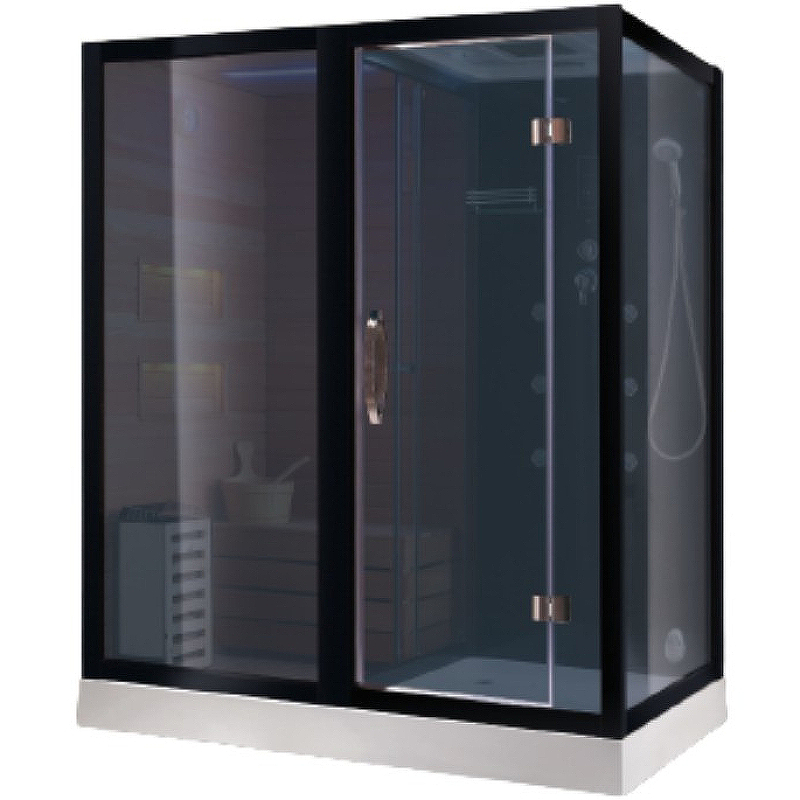 Изображение Душевая кабина Cerutti SPA 180х110 ALBANO Nero CT8347 с баней с гидромассажем