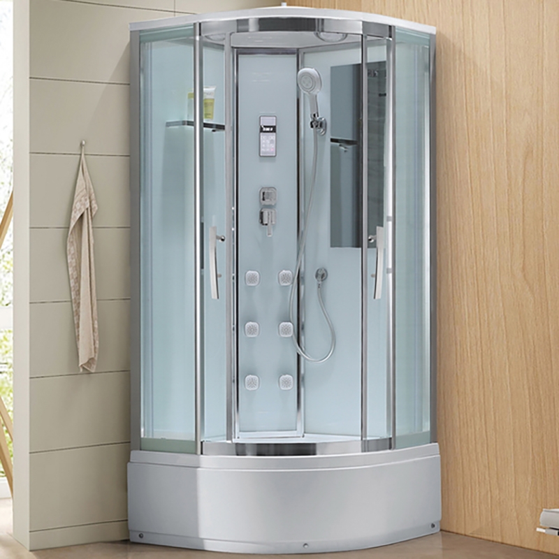 Изображение Душевая кабина Black&White Galaxy 100х100 5503100 с гидромассажем профиль Серебристый хром задняя стенка Белая