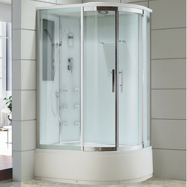 Изображение Душевая кабина Black&White Galaxy 550712l с гидромассажем профиль Серебристый хром задняя стенка Белая