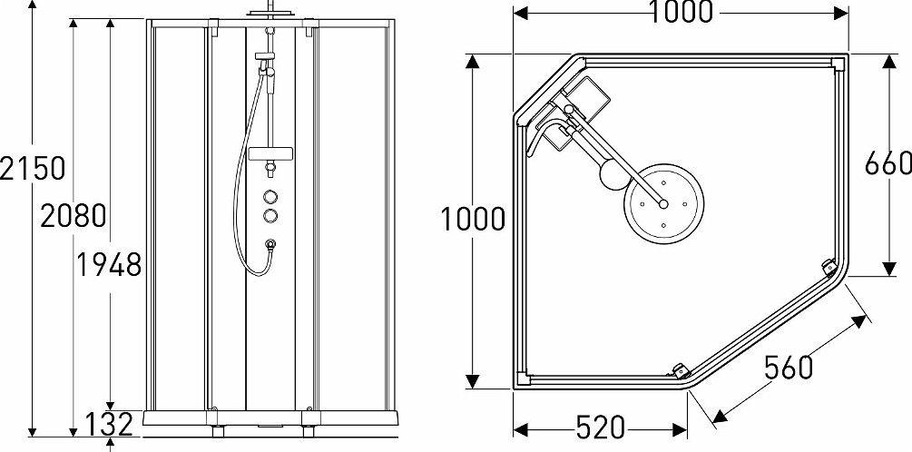 Душевая кабина IDO Showerama 10-5 Comfort 100x100 131.404.208.314 схема 2