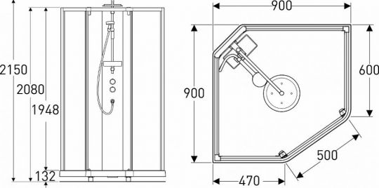 Душевая кабина I90x90 IDO Showerama 10-5 Comfort 558.202.304 схема 8