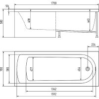 Акриловая ванна Timo Mika 170x70 MIKA1770 без гидромассажа схема 4
