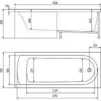 Акриловая ванна Timo Mika 150x70 MIKA1570 без гидромассажа схема 4