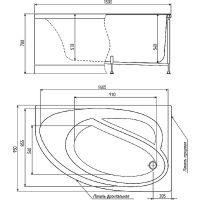 Акриловая ванна Timo Iva 150x95 L IVA1595L без гидромассажа схема 4