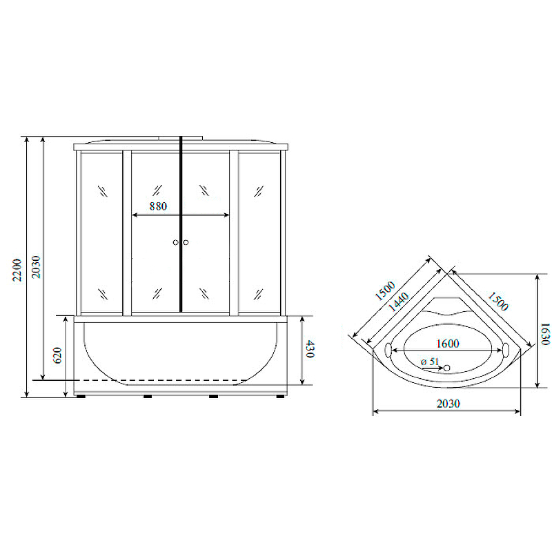 Гидробокс Timo Standart 150x150 T-6655 S F схема 7