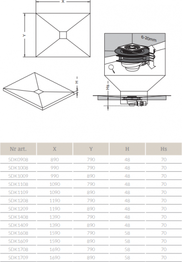 Душевой трап с решёткой Radaway RadaDrain 5DK0908/5K01 89х79 см, хром ФОТО