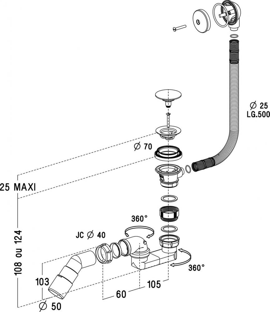 Слив-перелив Radaway B602R схема 3