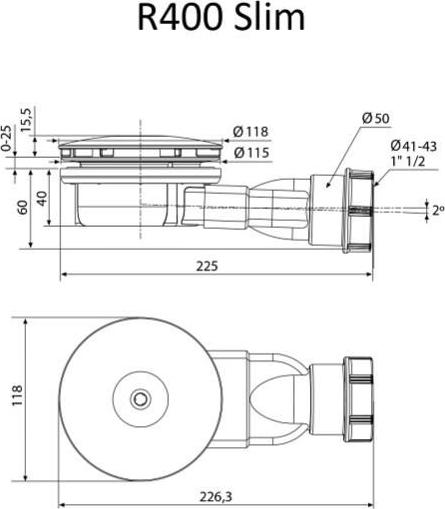 Сифон для поддона Radaway R400W схема 2