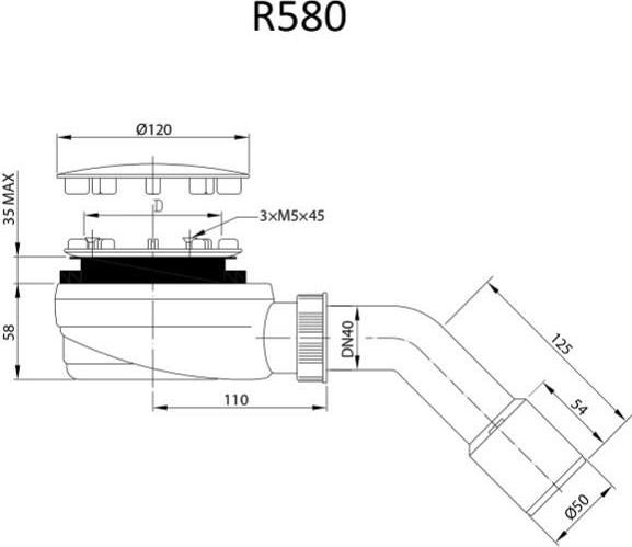 Сифон для поддона Radaway R580 схема 2