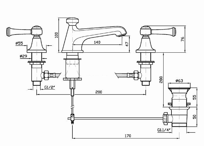 Смеситель Zucchetti Agor Classic для раковины ZAM407 схема 1