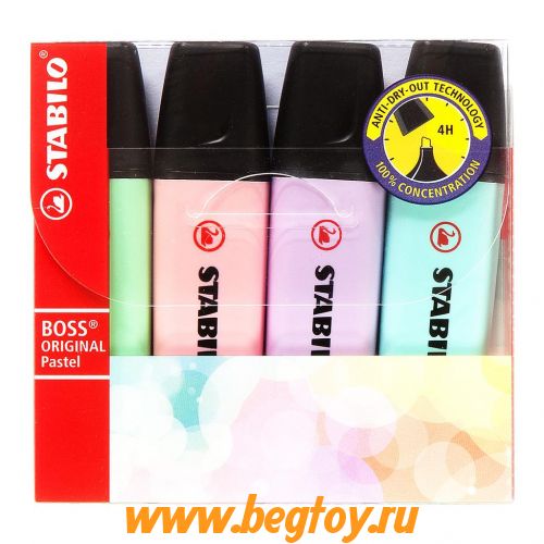 STABILO BOSS original  pastel набор текстмаркеров 4 шт