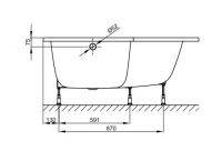 Трапециевидная ванна Bette Space L 1142 правая 170х130 схема 3