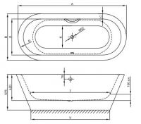 Овальная отдельностоящая ванна Bette Starlet Oval Silhouette 2720 CFXXK 165х75 схема 3