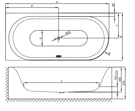 Овальная ванна углового монтажа Bette Lux Oval IV Silhouette 3427 CERVS левая 195х95 ФОТО