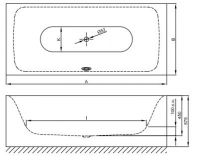 Прямоугольная отдельностоящая ванна Bette Lux Silhouette 3440 CFXXS 170х75 схема 3