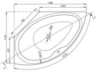 Нестандартная встраиваемая ванна Bette Pool III 6056 левая 160х113 схема 2