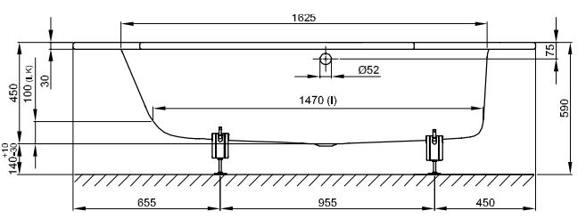 Встраиваемая шестиугольная ванна Bette Metric 6840 правая 206х90 схема 4