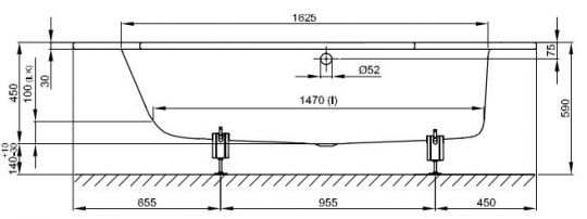 Встраиваемая шестиугольная ванна Bette Metric 6840 правая 206х90 схема 4