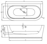 Прямоугольная ванна пристенного монтажа Bette Starlet I Silhouette 8325 CWVVK 195х95 схема 3