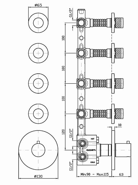 Смеситель Zucchetti Isystick для ванны и душа ZD1662 ФОТО