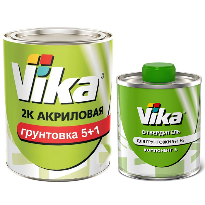 Vika Грунт акриловый 5+1 HS черный + отвердитель, объем 1,2кг. + 180гр.