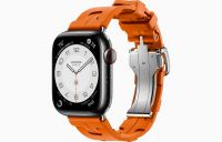 Apple Watch Hermès Series 9 41mm Space Black Stainless Steel Case with Kilim Single Tour Orange