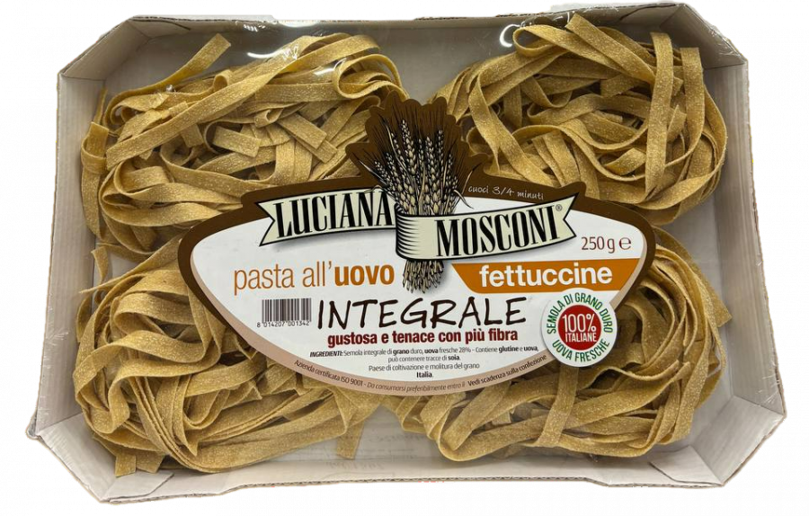 Яичная паста Феттуччине из цельнозерновой муки 250 г, Fettuccine integrali, Luciana Mosconi 250 g