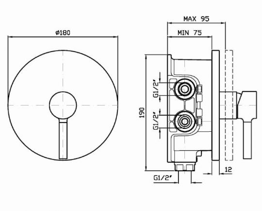 Смеситель Zucchetti Pan для душа ZP6090 схема 1