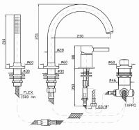 Смеситель Zucchetti Pan для ванны и душа ZP6502 схема 1