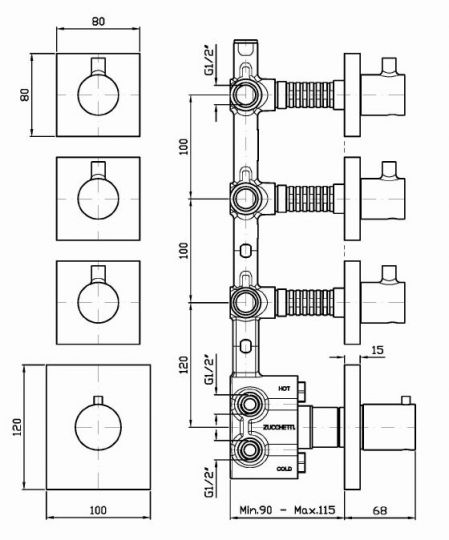 Смеситель Zucchetti Pan для душа ZP8661 схема 1