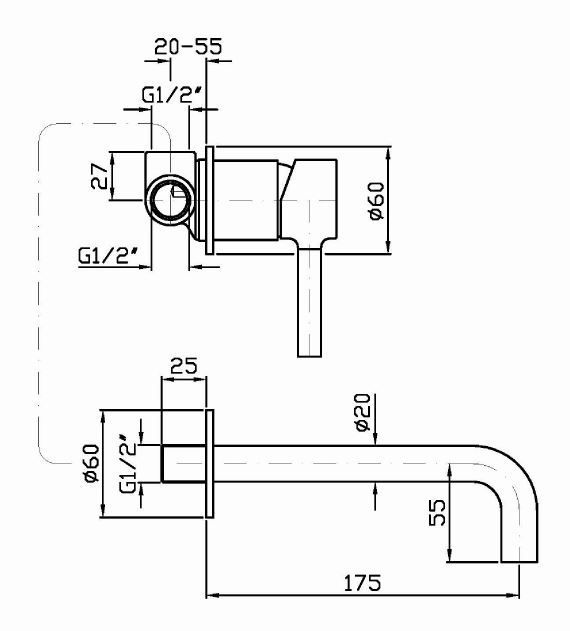 Смеситель Zucchetti Pan для раковины ZP6030 схема 1