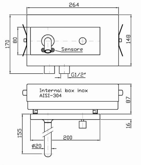 Сенсорный смеситель для раковины Zucchetti Rubinetti Elettronici ZP8079 встраиваемый схема 1