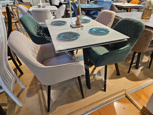 Стол Dikline DM120 Хромикс белый/опоры черные