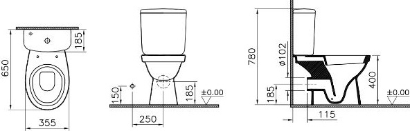 Унитаз-компакт напольный 9844B099-7200 VITRA Norm Fit схема 4