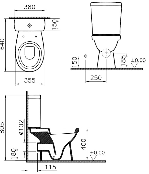 Унитаз-компакт напольный 9844B099-7204 VITRA Norm Eisberg схема 4