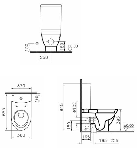 Унитаз-компакт напольный 9730B003-0227 VITRA Form 500 схема 4